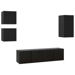 vidaXL Set de muebles de TV 5 piezas madera contrachapada negro