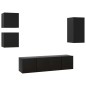 vidaXL Set de muebles de TV 5 piezas madera contrachapada negro