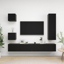 vidaXL Set de muebles de salón TV 5 pzas madera de ingeniería negro