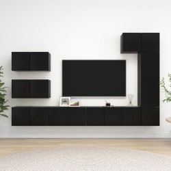 vidaXL Set de muebles de salón TV 8 piezas madera ingeniería negro