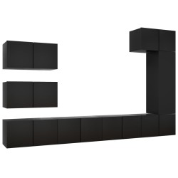 vidaXL Set de muebles de salón TV 8 piezas madera ingeniería negro