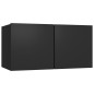 vidaXL Set de muebles de salón TV 8 piezas madera ingeniería negro