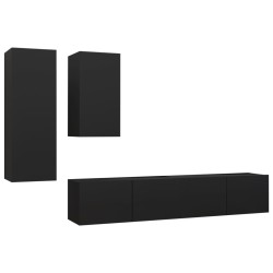 vidaXL Set de muebles de TV salón 4 piezas madera contrachapada negro