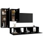 vidaXL Set de muebles de TV salón 4 piezas madera contrachapada negro