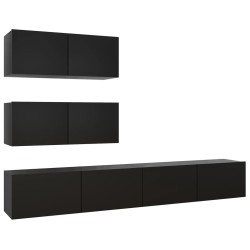 vidaXL Set de muebles de salón TV 6 pzas madera de ingeniería negro