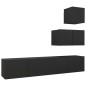 vidaXL Set de muebles de salón TV 4 pzas madera de ingeniería negro