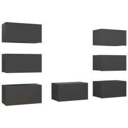 vidaXL Muebles de salón 7 pzas madera ingeniería gris 30,5x30x60 cm