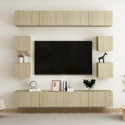 vidaXL Juego de muebles de salón 8 piezas roble Sonoma