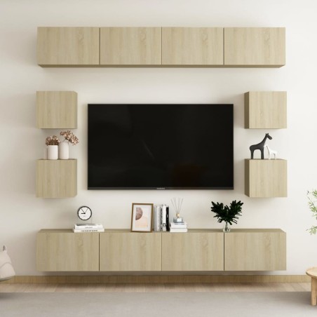 vidaXL Juego de muebles de salón 8 piezas roble Sonoma