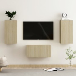 vidaXL Juego de muebles de salón 3 piezas roble Sonoma