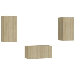 vidaXL Juego de muebles de salón 3 piezas roble Sonoma