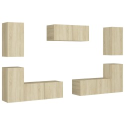 vidaXL Juego de muebles de salón 7 piezas roble Sonoma