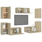 vidaXL Juego de muebles de salón 7 piezas roble Sonoma vidaXL Juego de muebles de salón 7 piezas roble Sonoma