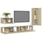 vidaXL Juego de muebles de salón 4 piezas roble Sonoma