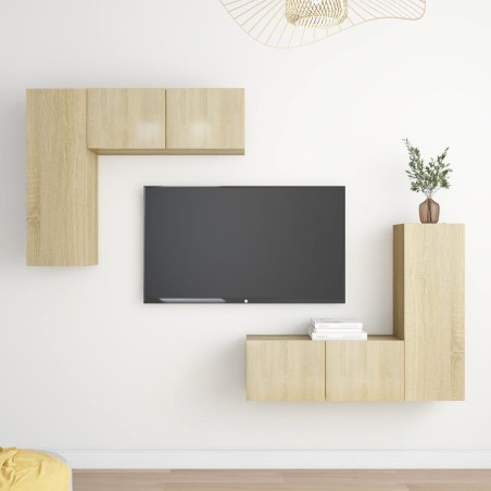 vidaXL Juego de muebles de salón 4 piezas roble Sonoma
