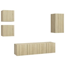 vidaXL Juego de muebles de salón 5 piezas roble Sonoma