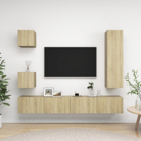 vidaXL Juego de muebles de salón 5 piezas roble Sonoma