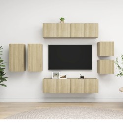 vidaXL Juego de muebles de salón 8 piezas roble Sonoma