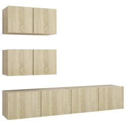 vidaXL Juego de muebles de salón 4 piezas roble Sonoma