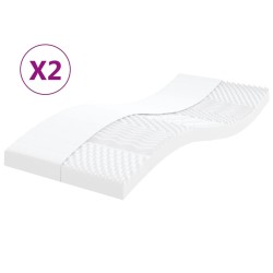 vidaXL Colchones de espuma 2 uds 7 zonas dureza 20ILD blanco 80x200 cm