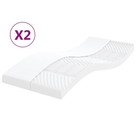vidaXL Colchones de espuma 2 uds 7 zonas dureza 20ILD blanco 80x200 cm