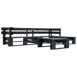 vidaXL Set de muebles de palés para jardín 4 piezas madera negro