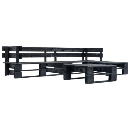 vidaXL Set de muebles de palés para jardín 4 piezas madera negro