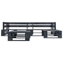 vidaXL Set de muebles de palés para jardín 4 piezas madera negro