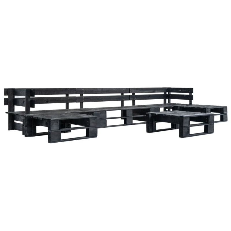 vidaXL Set de muebles de palés para jardín 6 piezas madera negro vidaXL Set de muebles de palés para jardín 6 piezas madera negro