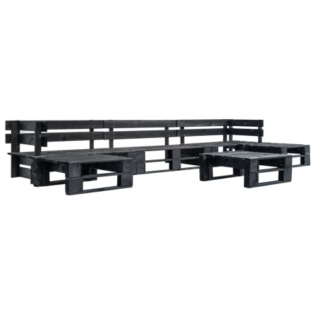 vidaXL Set de muebles de palés para jardín 6 piezas madera negro