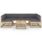 vidaXL Set de muebles de jardín 7 piezas con cojines madera impregnada vidaXL Set de muebles de jardín 7 piezas con cojines madera impregnada