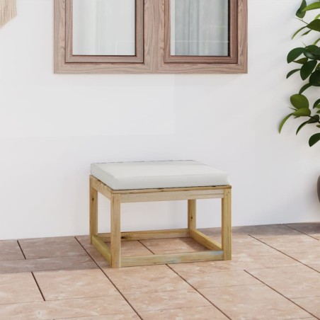 vidaXL Reposapiés de jardín con cojín madera de pino impregnada verde