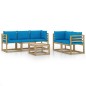 vidaXL Juego de muebles de jardín 6 piezas con cojines azul claro vidaXL Juego de muebles de jardín 6 piezas con cojines azul claro