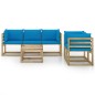 vidaXL Juego de muebles de jardín 6 piezas con cojines azul claro vidaXL Juego de muebles de jardín 6 piezas con cojines azul claro