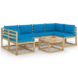 vidaXL Set de muebles de jardín 7 piezas con cojines madera impregnada