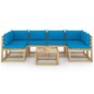 vidaXL Set de muebles de jardín 7 piezas con cojines madera impregnada vidaXL Set de muebles de jardín 7 piezas con cojines madera impregnada