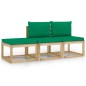 vidaXL Set de muebles de jardín 3 piezas con cojines verdes