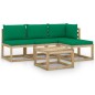 vidaXL Juego de muebles de jardín 5 piezas con cojines verdes vidaXL Juego de muebles de jardín 5 piezas con cojines verdes
