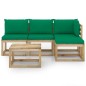 vidaXL Juego de muebles de jardín 5 piezas con cojines verdes vidaXL Juego de muebles de jardín 5 piezas con cojines verdes