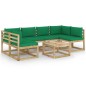 vidaXL Set de muebles de jardín 7 piezas con cojines madera impregnada vidaXL Set de muebles de jardín 7 piezas con cojines madera impregnada