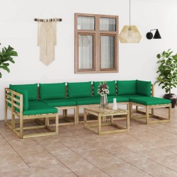 vidaXL Set de muebles de jardín 8 piezas con cojines madera impregnada