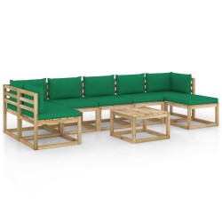 vidaXL Set de muebles de jardín 8 piezas con cojines madera impregnada