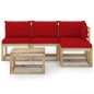 vidaXL Juego de muebles de jardín 5 piezas con cojines rojos vidaXL Juego de muebles de jardín 5 piezas con cojines rojos