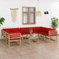vidaXL Set de muebles de jardín 10 pzas con cojines madera impregnada vidaXL Set de muebles de jardín 10 pzas con cojines madera impregnada