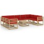 vidaXL Set de muebles de jardín 10 pzas con cojines madera impregnada vidaXL Set de muebles de jardín 10 pzas con cojines madera impregnada