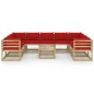 vidaXL Set de muebles de jardín 10 pzas con cojines madera impregnada vidaXL Set de muebles de jardín 10 pzas con cojines madera impregnada