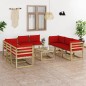 vidaXL Set de muebles de jardín 9 piezas con cojines madera impregnada vidaXL Set de muebles de jardín 9 piezas con cojines madera impregnada