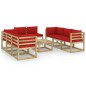 vidaXL Set de muebles de jardín 9 piezas con cojines madera impregnada vidaXL Set de muebles de jardín 9 piezas con cojines madera impregnada