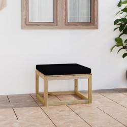 vidaXL Reposapiés de jardín con cojín madera de pino impregnada verde