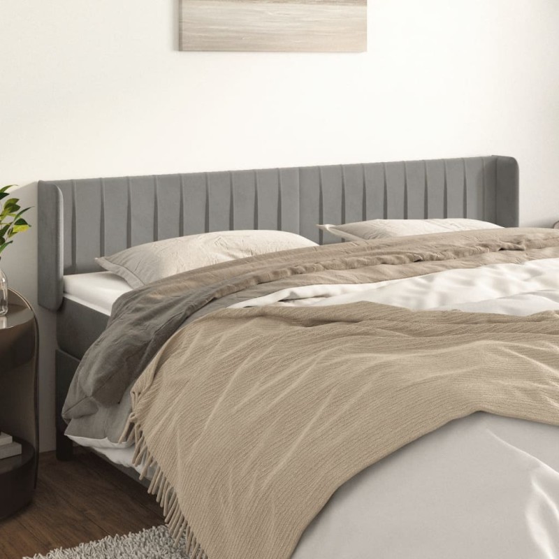 vidaXL Cabecero de terciopelo gris claro 163x16x78/88 cm vidaXL Cabecero de terciopelo gris claro 163x16x78/88 cm